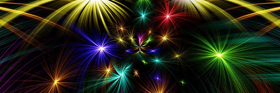 assorted-color wallpaper, star, abstract, colorful, fireworks