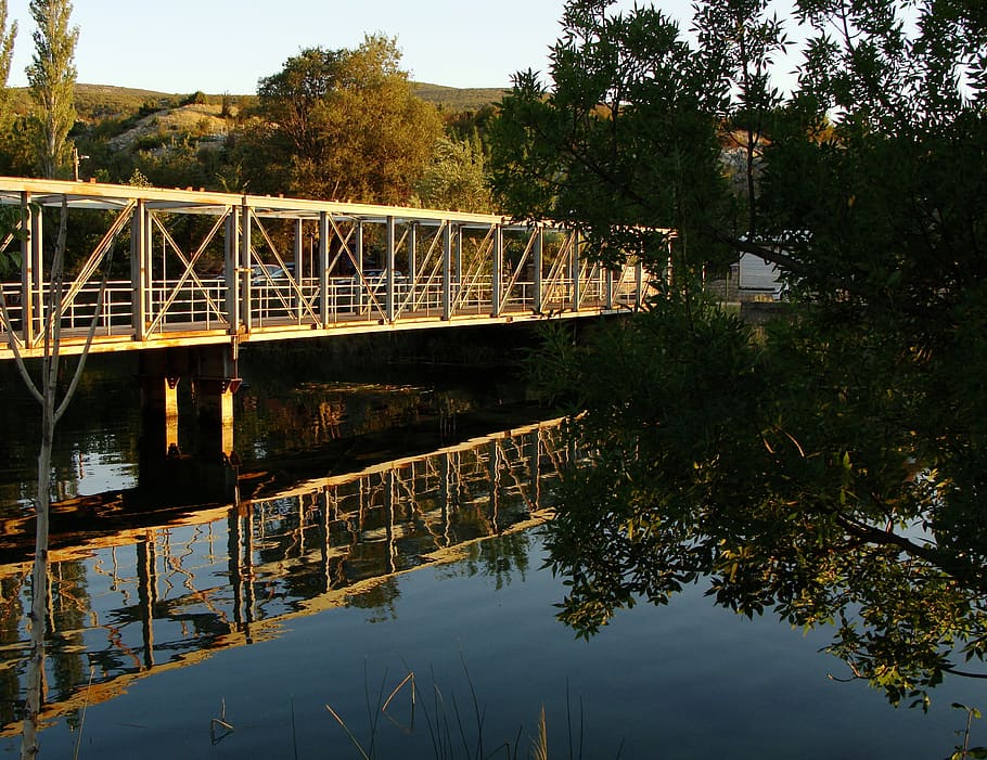 bridge, iron, construction, river, structure, old, transport HD wallpaper