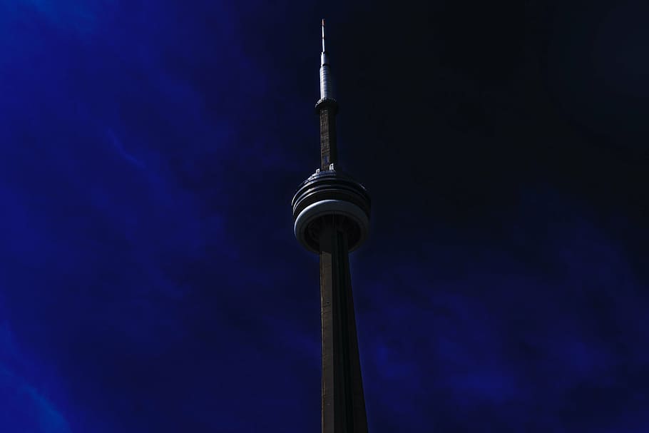 CN Tower, Canada, dark, blue, sky, landmark, alexanderplatz HD wallpaper