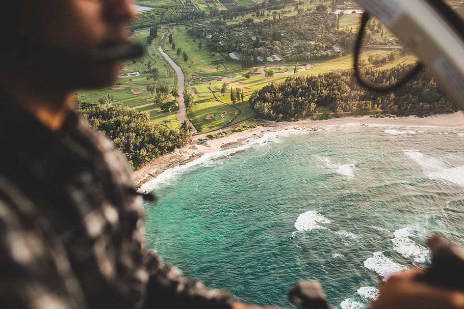 untitled, flying, pilot, scenery, aerial, landscape, beach HD wallpaper