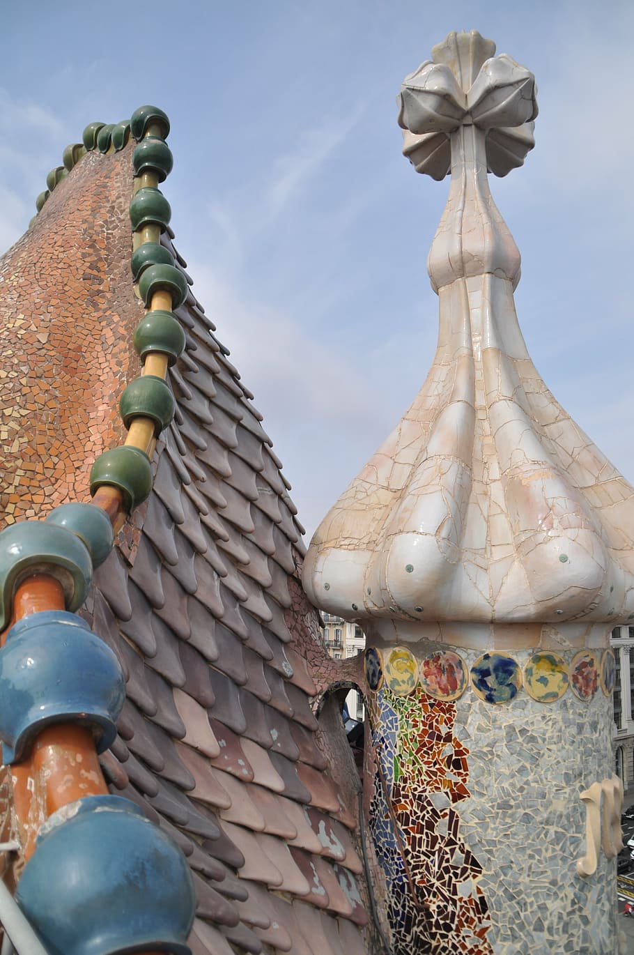 barcelona, fun, architecture, roof, places of interest, construction art HD wallpaper