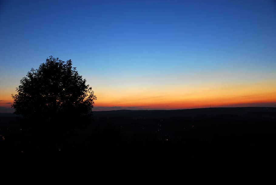 Sunset, Evening, Afterglow, evening sky, silhouette, nature HD wallpaper
