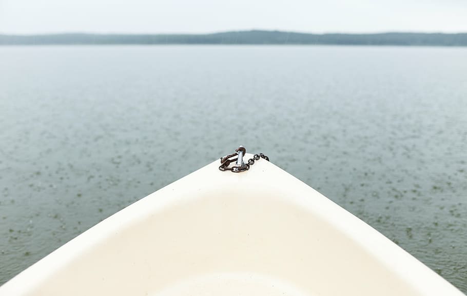 lake, boot, rain, time out, water, rowing boat, way of life HD wallpaper