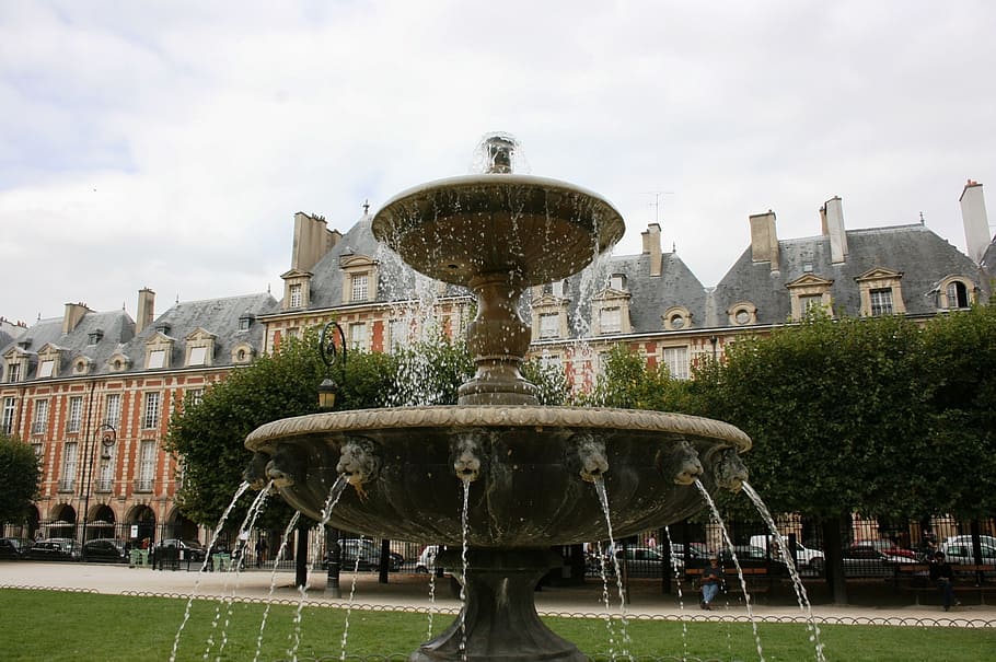 source, place des vosges, paris, building exterior, architecture HD wallpaper