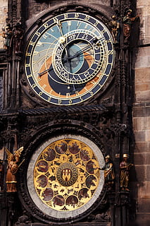 black and gray concrete clock, ancient, antique, architecture HD wallpaper