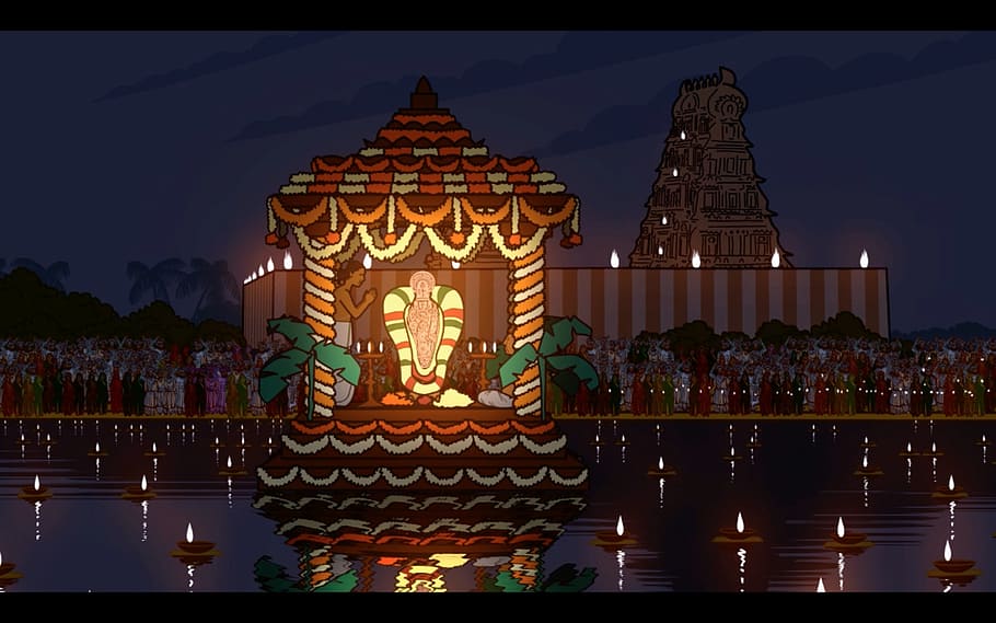 swami, temple, india, architecture, built structure, night HD wallpaper