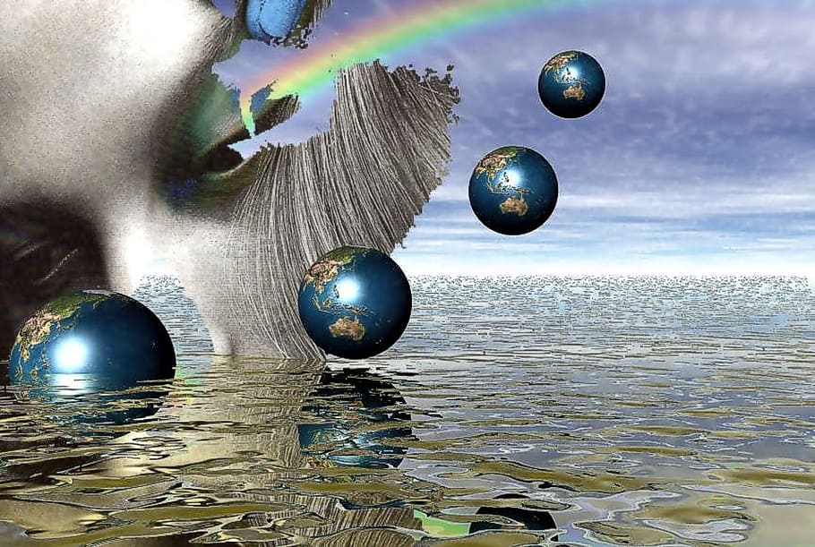 graphic, computer, earth, human, rainbow, face, woman, planet - Space HD wallpaper