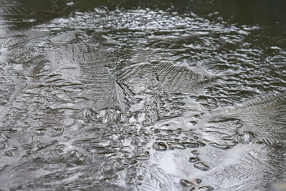 Patterns, Ice, Pond, Winter, Nature, ice patterns, water, cold HD wallpaper