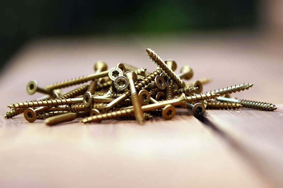 screws, tools, equipment, steel, bolt, metal, close-up, construction Industry HD wallpaper