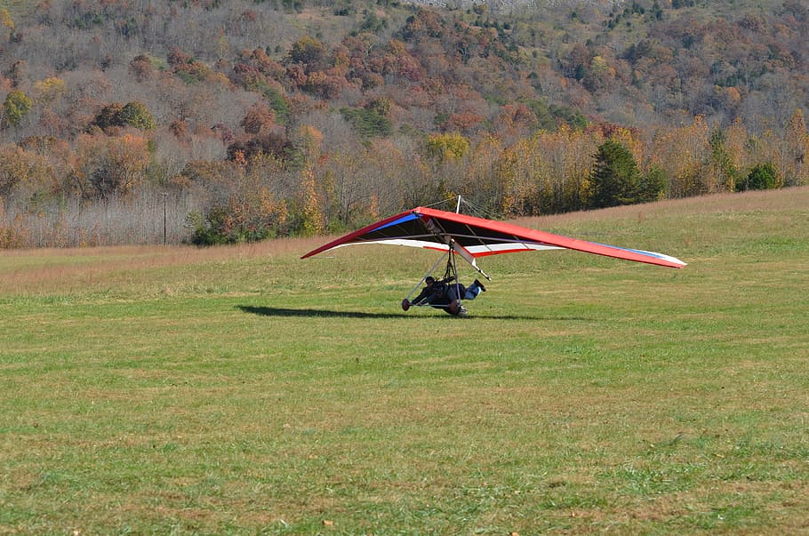 Delta, Flying, Hang Glider, Landing, delta-flying, paragliding, HD wallpaper