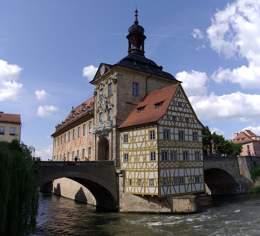 town hall, old, building, architecture, altes rathaus, bamberg, HD wallpaper
