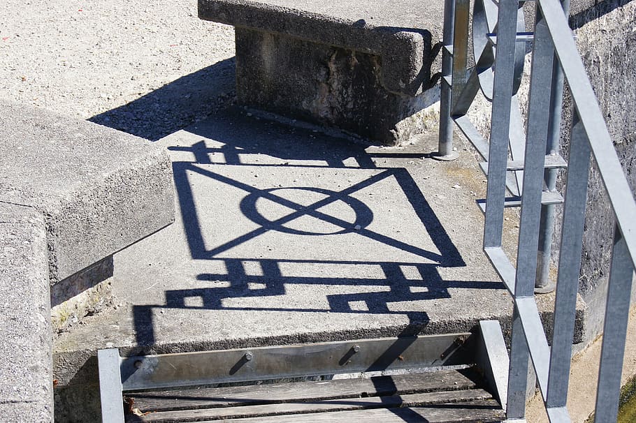 railing, shadow, sun, pattern, sunlight, day, no people, high angle view HD wallpaper