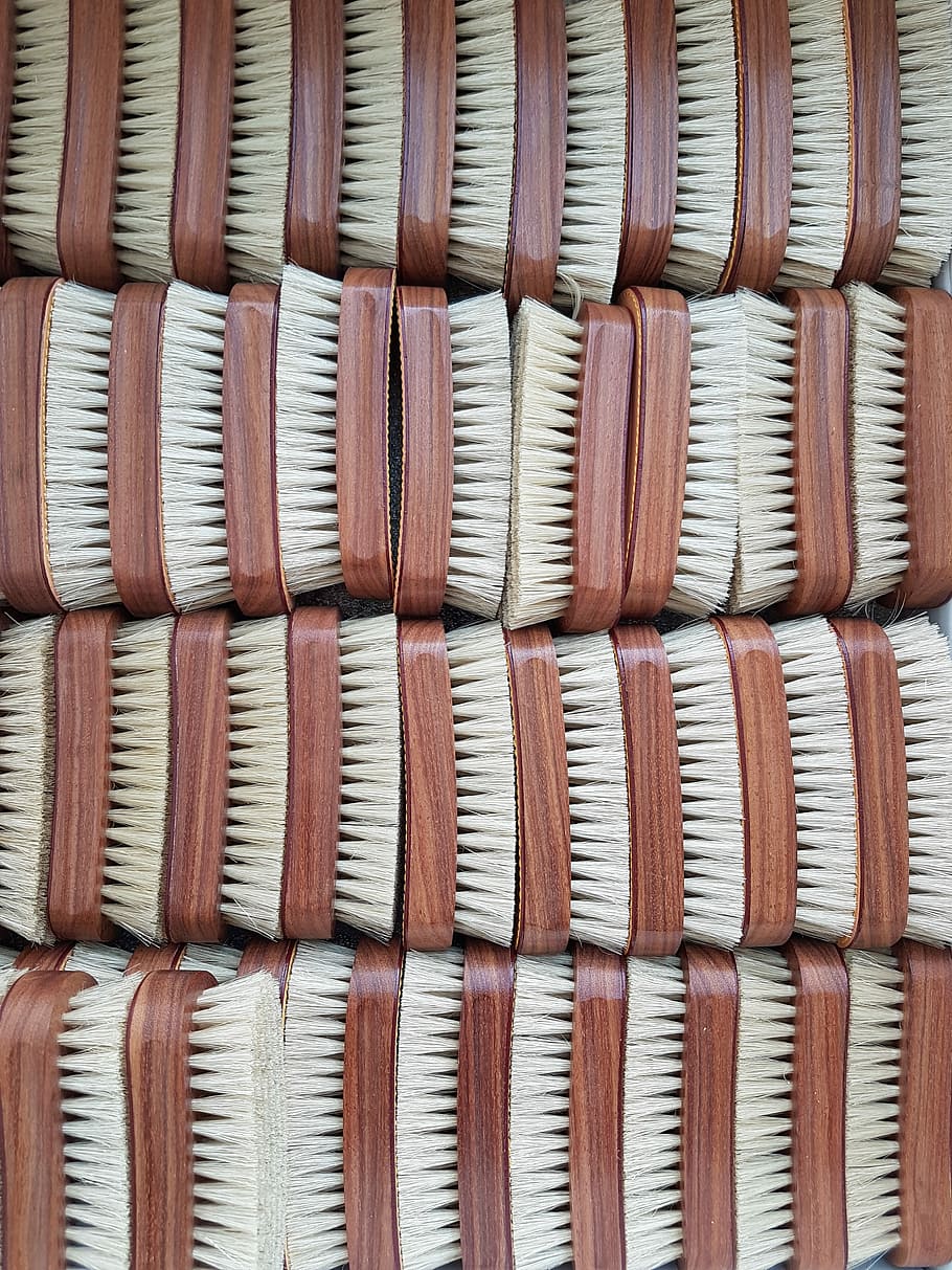 Brushes, Care, Shoes, in a row, brown, backgrounds, full frame HD wallpaper