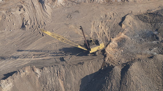 yellow crane, dragline, mining, coal mining, machine, quarry HD wallpaper
