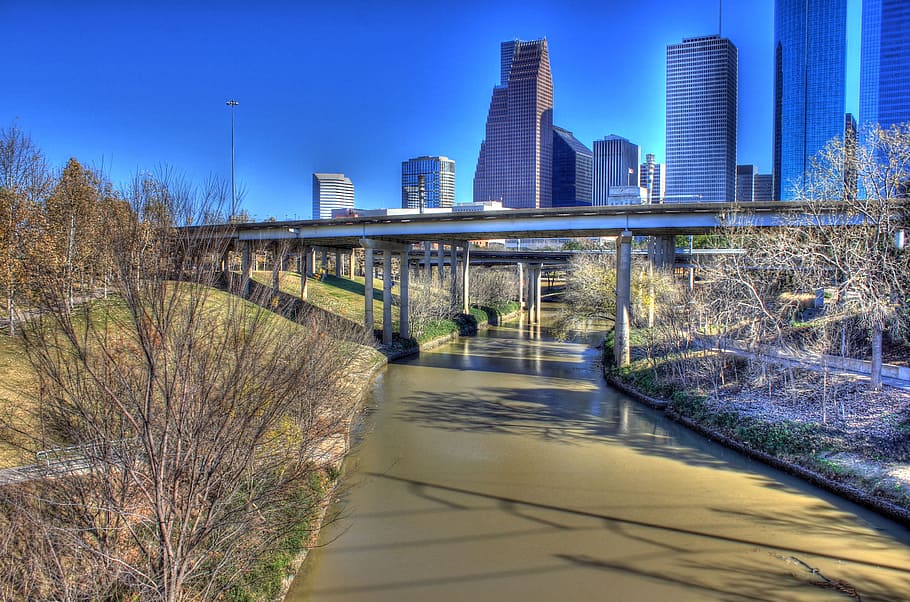 landscape photo of steel bridge, Houston, Texas, Usa, Skyscraper, HD wallpaper
