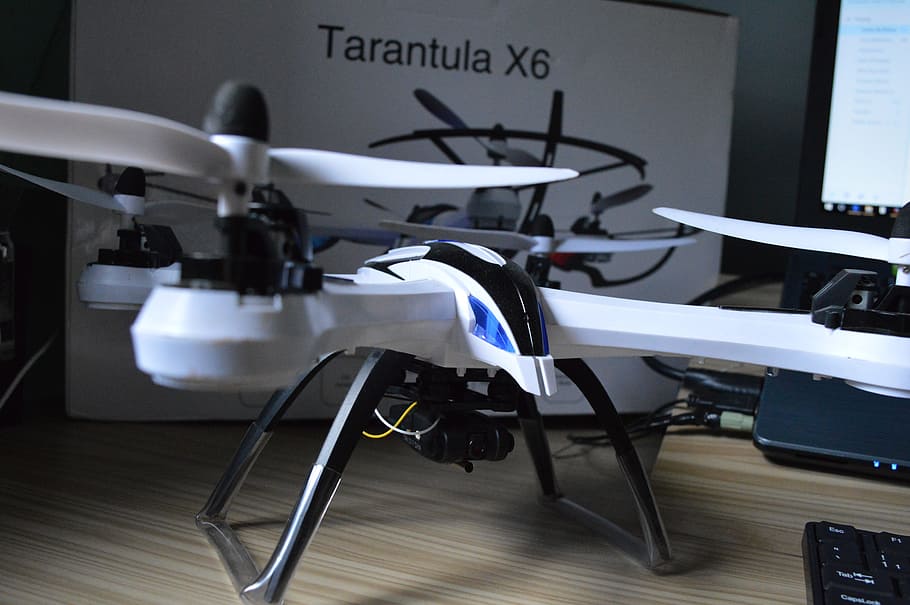 Drone, Propellers, mini plane, air vehicle, transportation HD wallpaper