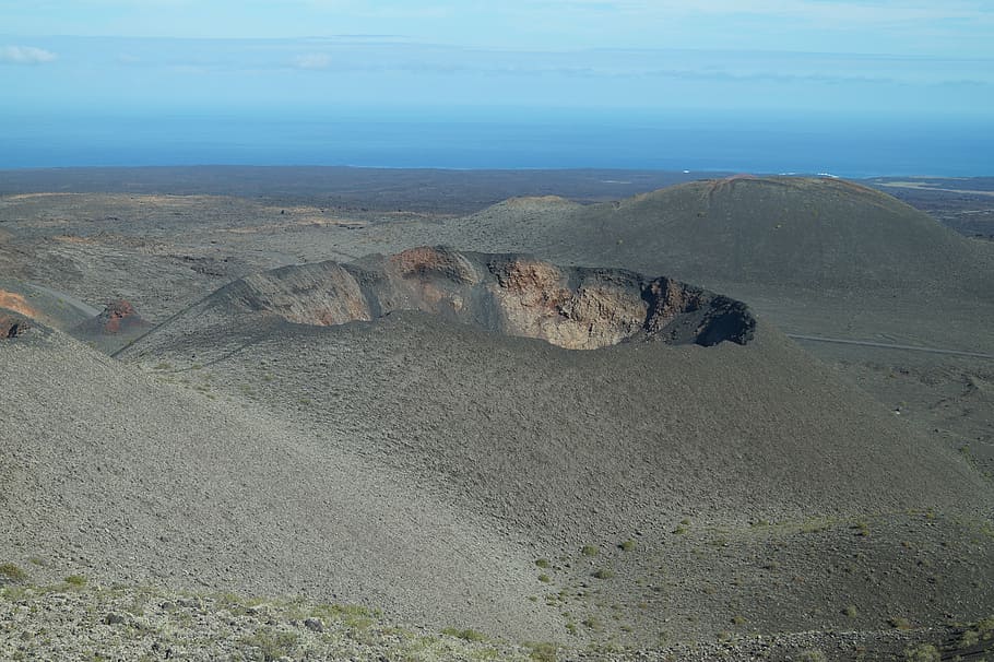 volcano, lanzarote, canary islands, landscape, lava field, outlook, HD wallpaper