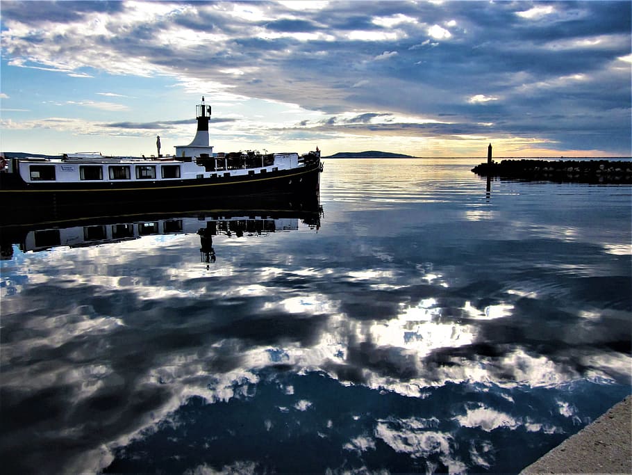 dawn, harbour, water, reflection, mediterranean, morning, marseillan HD wallpaper