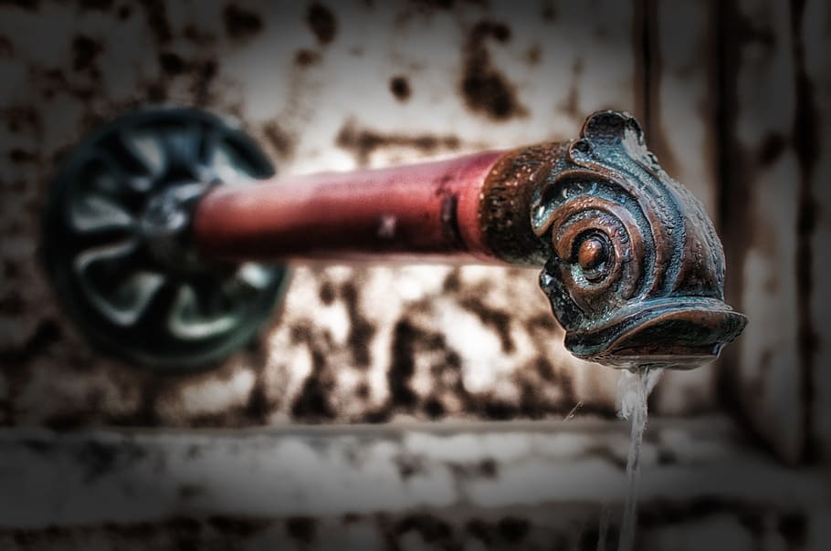 pipe, spout, water, spigot, close-up, macro, architecture, hdr HD wallpaper