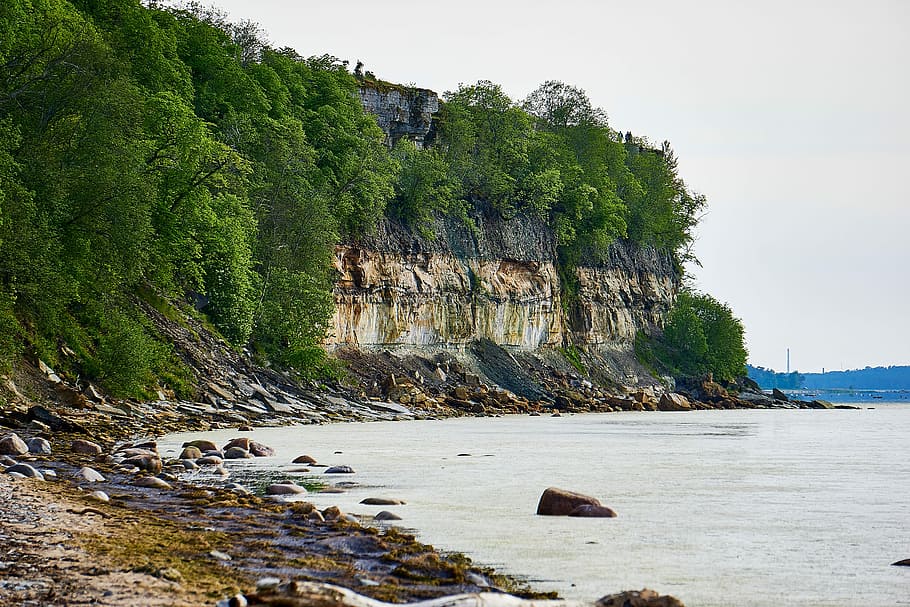 Estonia, Baltic Sea, Sea, Cliff, Sea, Beach, nature, rock - object, HD wallpaper