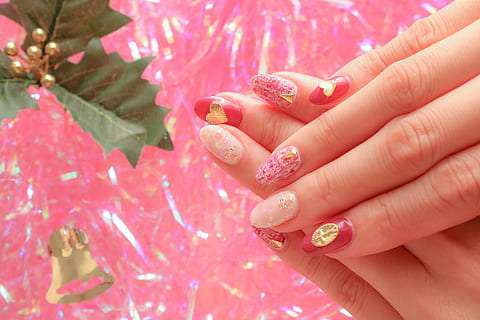 person with pink and red manicure, women, human Hand, fingernail HD wallpaper