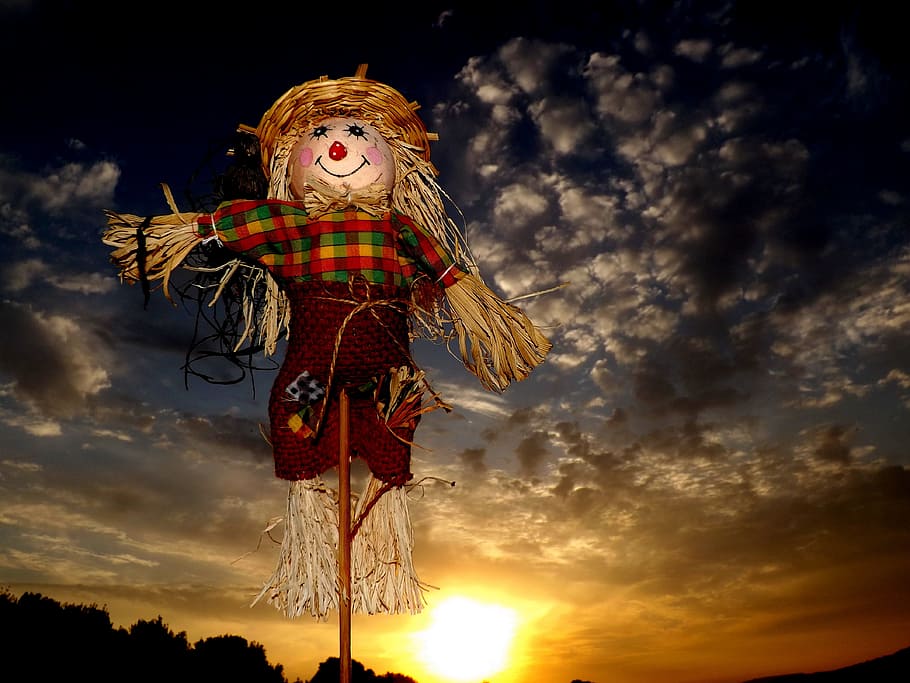 Scarecrow, East, Cloud, Straw, sky, red, cloud - sky, sunset HD wallpaper