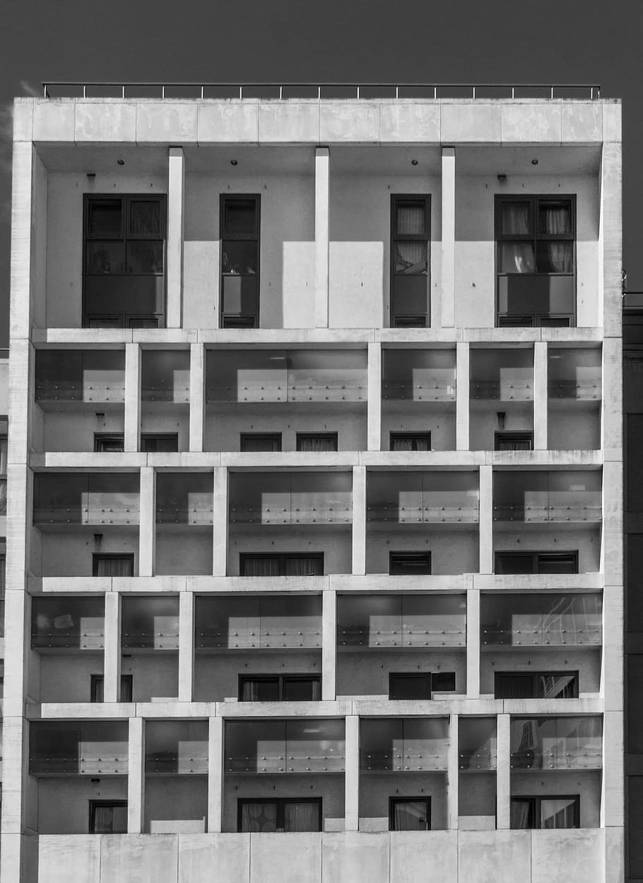 Building, House, Rhythm, Bw, Balcony, window, indoors, no people HD wallpaper