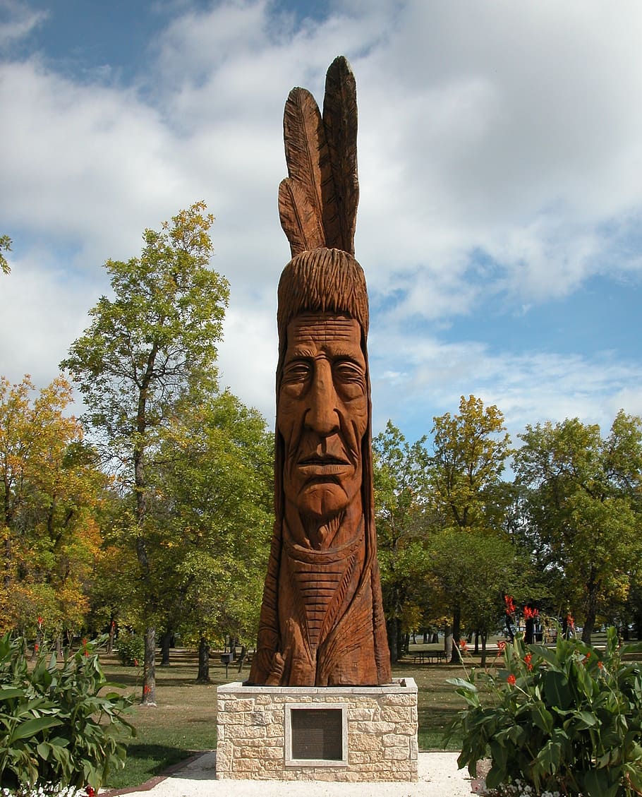 stake, indian, is bohrene, monument, stature, canada, lake winnipeg