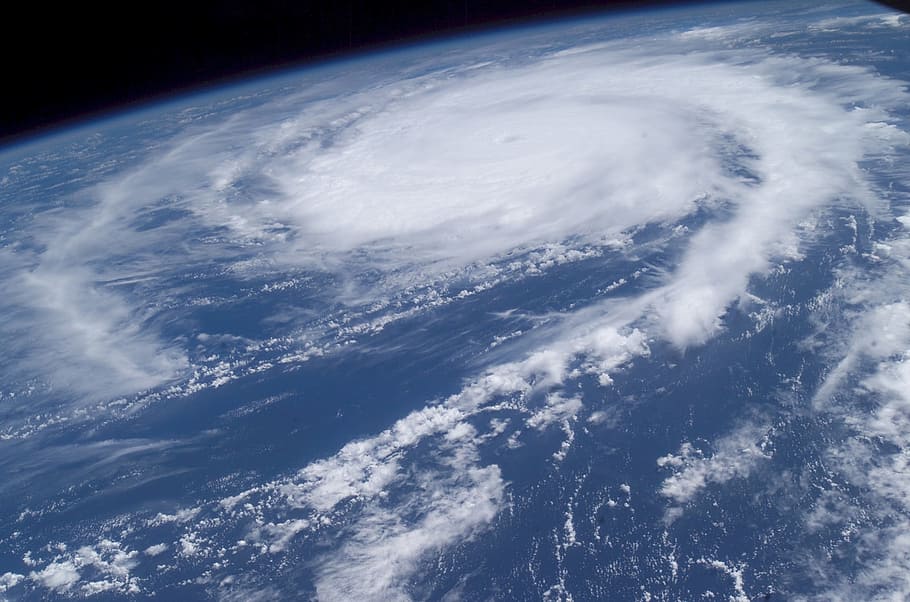 aerial view photography of eye storm, hurricane, frances, international space station, HD wallpaper