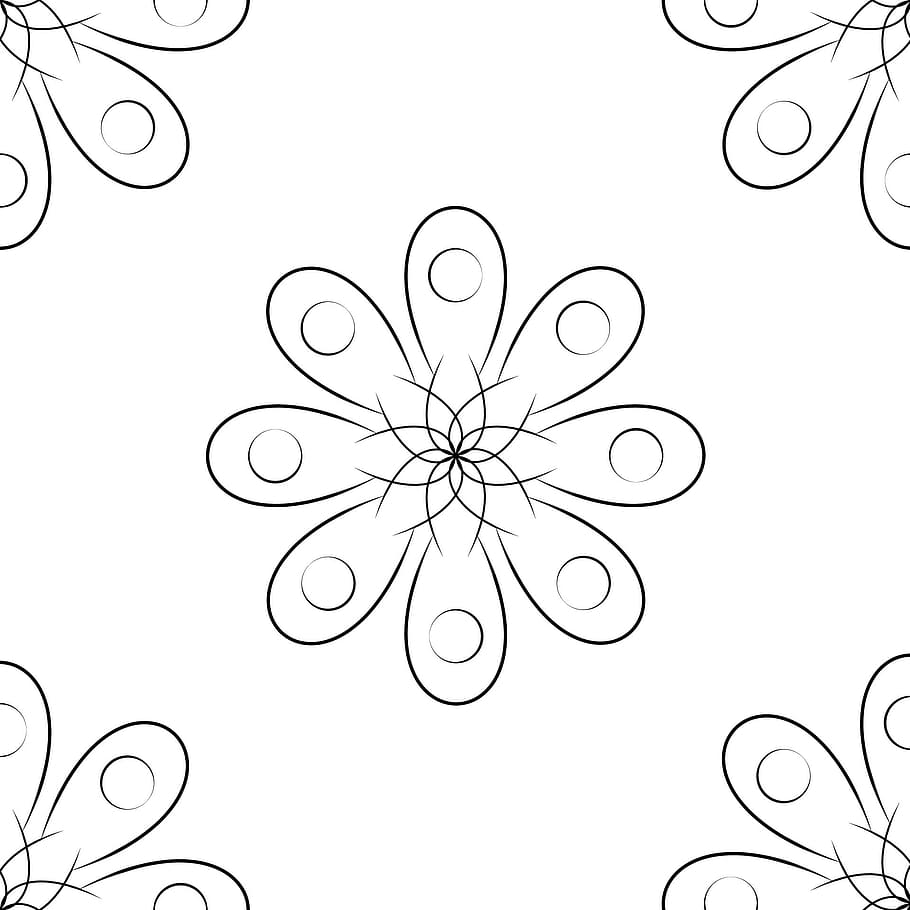 piece, flower, floral, pattern, white, black, corner, creativity HD wallpaper