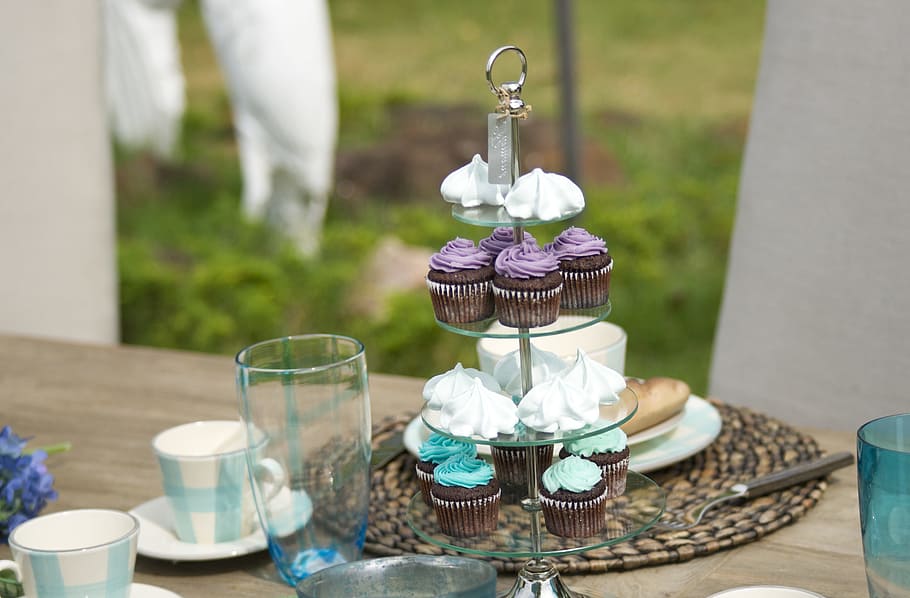 cupcakes on 3-tier tray, Furniture, Design, Architecture, gift