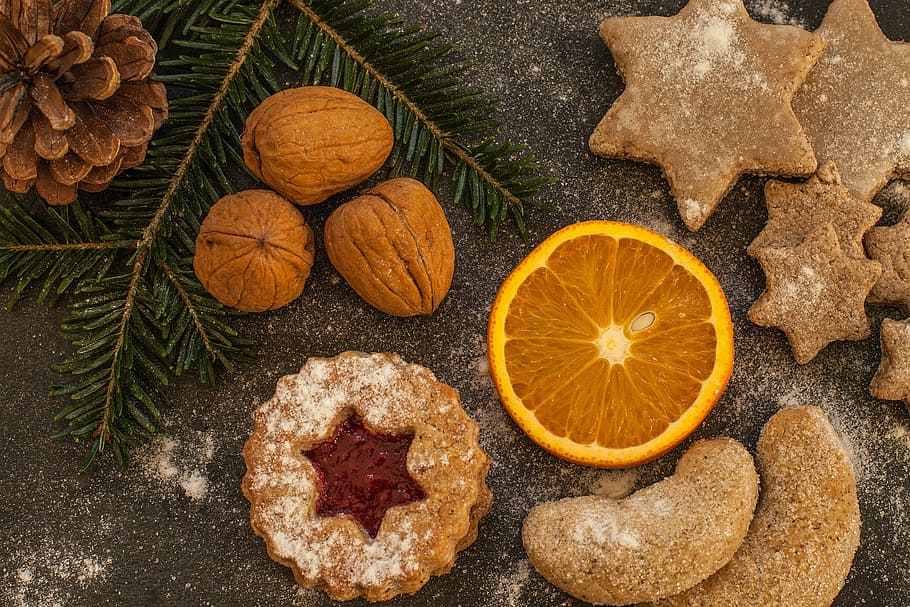 slice of orange fruit, cookie, cookies, small cakes, bake, pastries, HD wallpaper