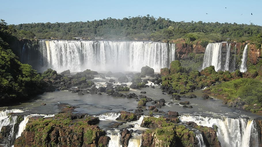 aerial photography of waterfall during daytime, foz do iguaçu, HD wallpaper