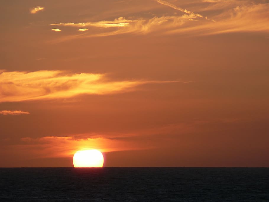 sunset, sky, water, sea, nature, dusk, summer, sunlight, scenics HD wallpaper