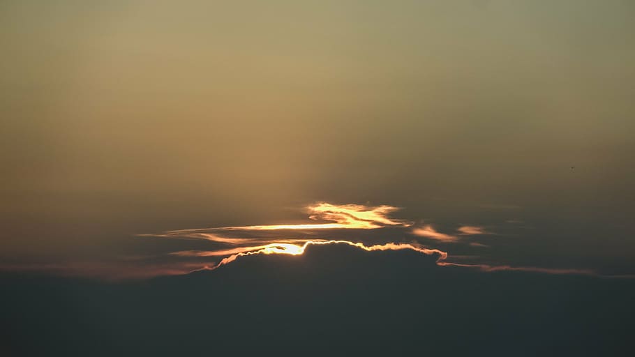 silhouette of cloud, gray, clouds, sunset, nature, sky, night HD wallpaper
