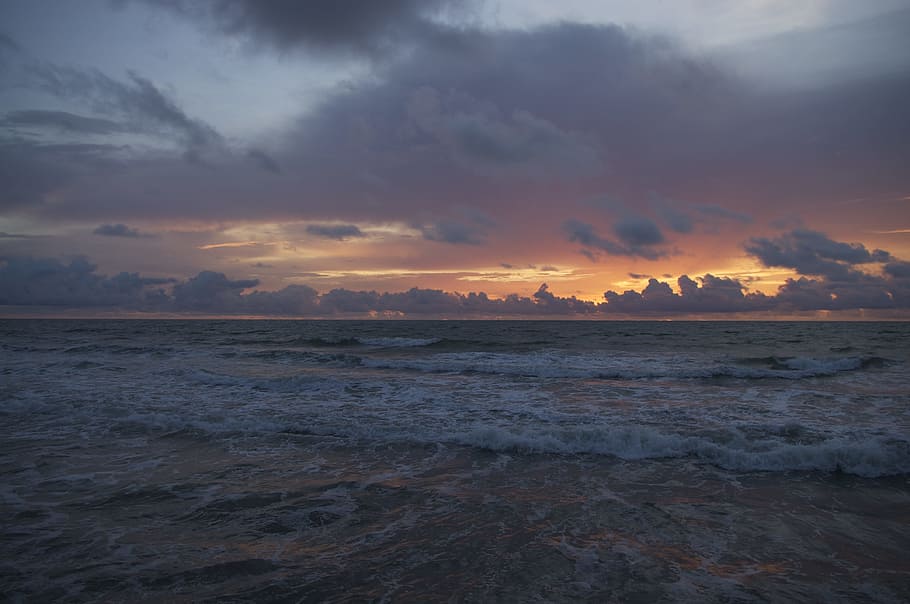 landscape photography of seashore, landscape photo of body of water during sunset HD wallpaper