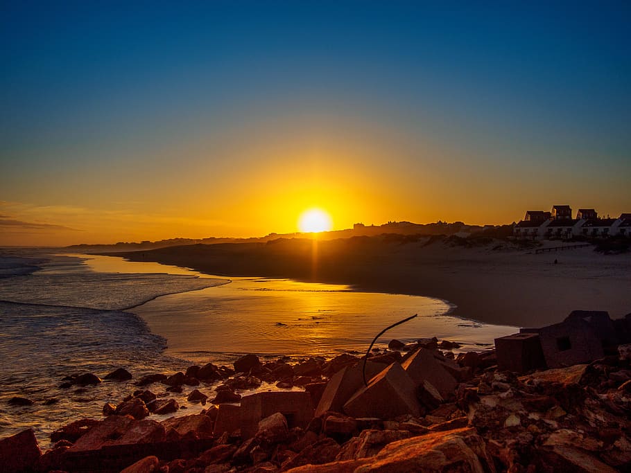 beach, sea, ocean, sunset, blue, cape, south, africa, landmark HD wallpaper