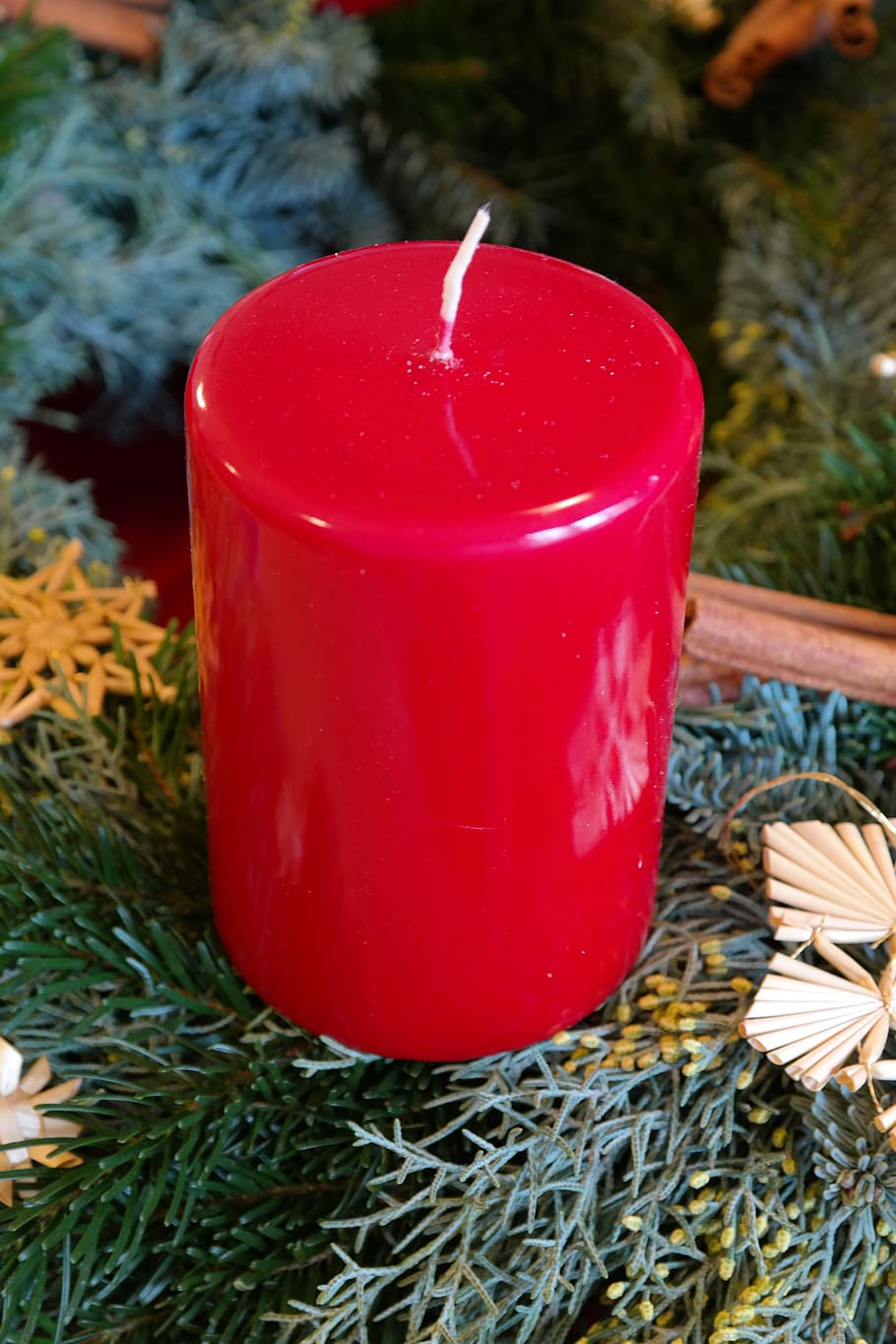 Wax Candle, Advent Wreath, red, first advent, light, christmas, HD wallpaper