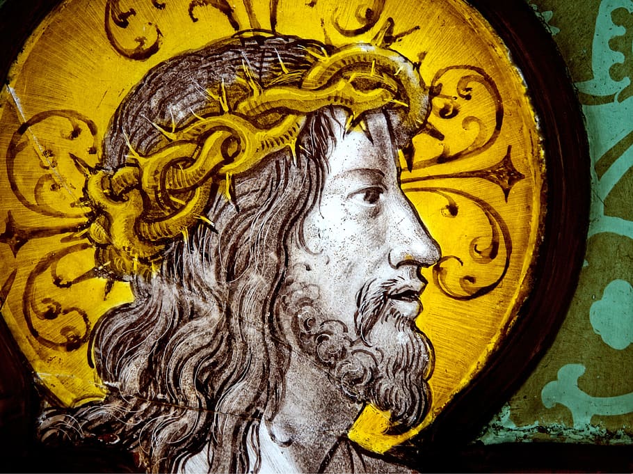 Jesus Christ illustration, painting, stained glass, religion