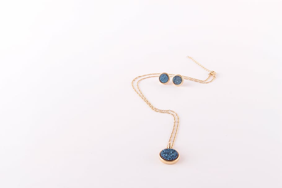 earring, paste, blue, studio shot, no people, jewelry, white background HD wallpaper