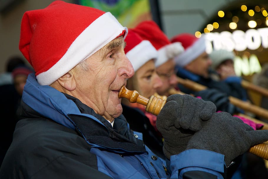 musician, cap, alphorn, play, hat, clothing, senior adult, headshot HD wallpaper