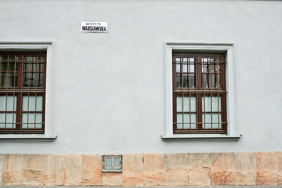white painted wall, brown metal grill window building, bars, architecture HD wallpaper