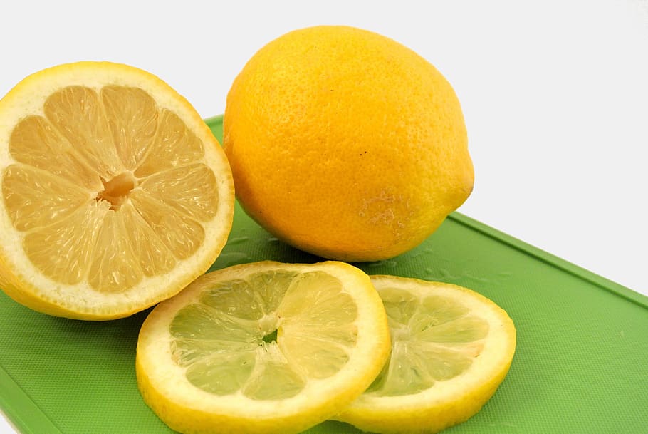 sliced lemon on chopping board, yellow, sour, fruit, juice HD wallpaper
