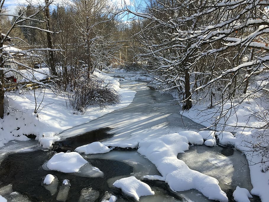winter, snow, landscape, river, nature, ice, tree, cold - Temperature HD wallpaper