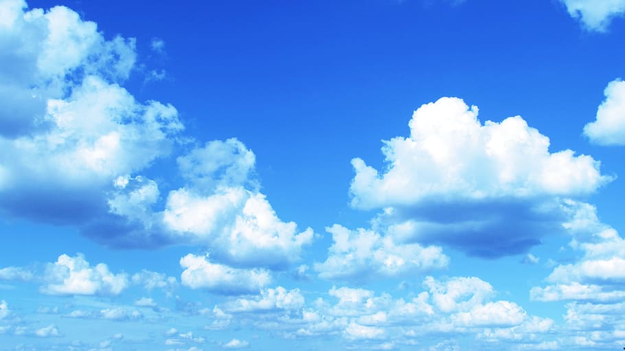blue sky with white clouds, beauty, life, cloud - sky, cloudscape HD wallpaper