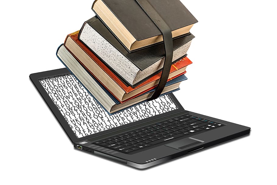 several reading books, digitization of library, electronic HD wallpaper