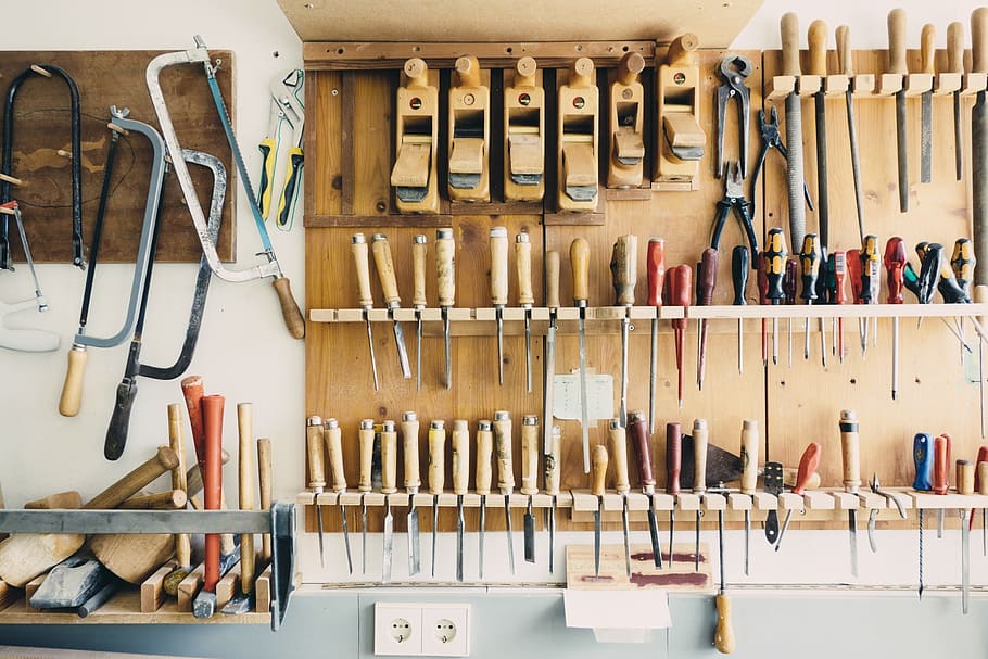 assorted manual tool set, tools, workshop, equipment, construction