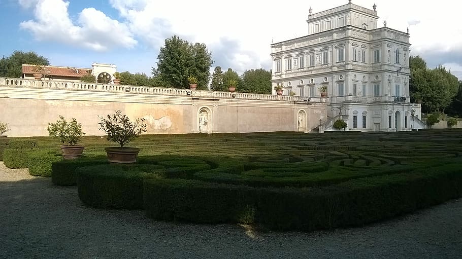 Villa, Rome, park, architecture, built structure, tree, building exterior HD wallpaper