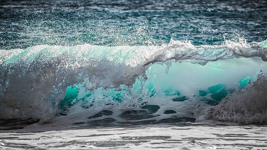 ocean waves on shore, water, sea, nature, spray, foam, splash HD wallpaper