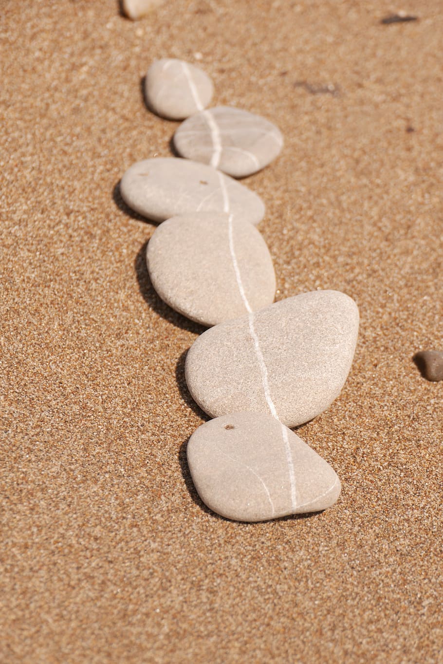 stone, beach, line, stones, sand, beautiful, rest, nature, close-up HD wallpaper